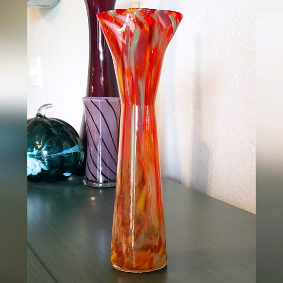 Vintage Handblown Kreiss Japan Multicolor Art Glass Mid-Century Modern Boho Vase - Picture 6 of 10